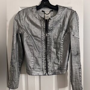 Denim coated crop jacket